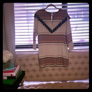 ZARA TRAFALUC Woven Knit Tassel Dress